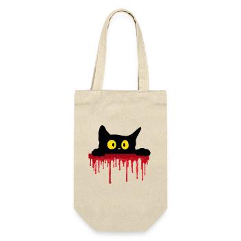 Unheimliche schwarze Katze - Geschenkbeutel für Flaschen - Natur - Vorne