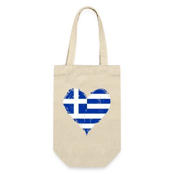 Griechenland Herzflagge Grunge - Geschenkbeutel für Flaschen - Natur - Vorne