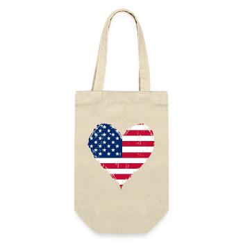 USA Herzflagge Grunge - Geschenkbeutel für Flaschen - Natur - Vorne