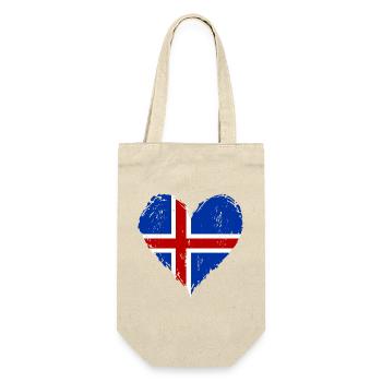 Island Herzflagge Grunge - Geschenkbeutel für Flaschen - Natur - Vorne