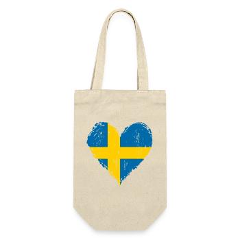 Schweden Herzflagge Grunge - Geschenkbeutel für Flaschen - Natur - Vorne