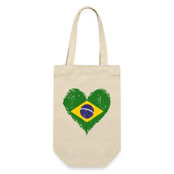 Brasilien Herzflagge Grunge - Geschenkbeutel für Flaschen - Natur - Vorne