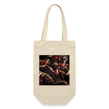 Gorilla-Dandy im Smoking und Zigarre - Geschenkbeutel für Flaschen - Natur - Vorne