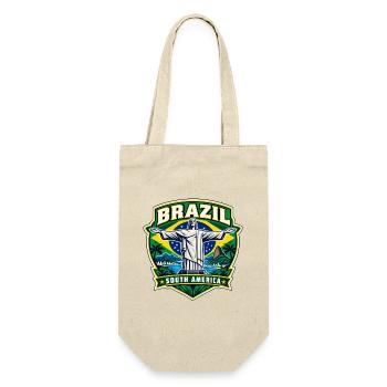 Brazil Pride Emblem | Der Retter Rio - Geschenkbeutel für Flaschen - Natur - Vorne
