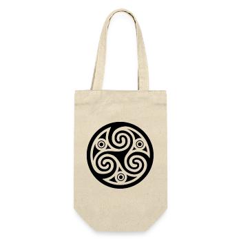 Schwarzes keltisches Triskele-Symbol - Geschenkbeutel für Flaschen - Natur - Vorne