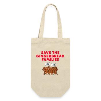 Save The Gingerbread Lustiges Weihnachts Motiv - Geschenkbeutel für Flaschen - Natur - Vorne