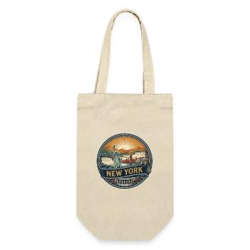 New York Skyline Vintage Reisesouvenir Geschenk - Geschenkbeutel für Flaschen - Natur - Vorne