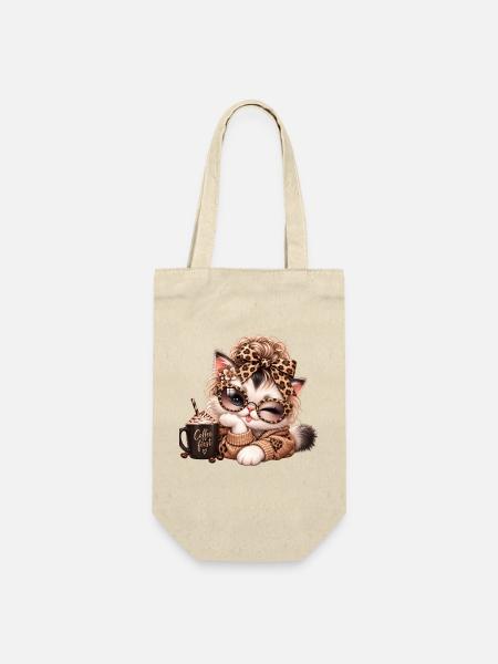 Kuschelkätzchen Leopardebow - Geschenkbeutel für Flaschen - Natur