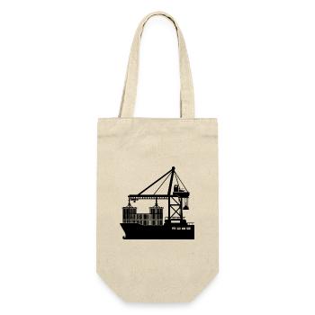 Containerkran - Geschenkbeutel für Flaschen - Natur - Vorne