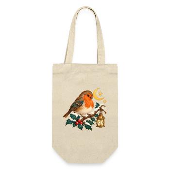Weihnachtsvogel zwischen verschneiten Ästen - Geschenkbeutel für Flaschen - Natur - Vorne