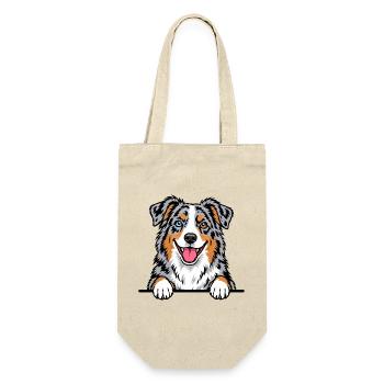 Aussie Australian Shepherd - Geschenkbeutel für Flaschen - Natur - Vorne