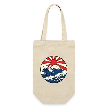 Mount Fuji Welle aufgehende Sonne Japan Art Shirt - Geschenkbeutel für Flaschen - Natur - Vorne