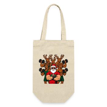 Weihnachts-Fitness Outfit / funny Nikolaus Rentier - Geschenkbeutel für Flaschen - Natur - Vorne