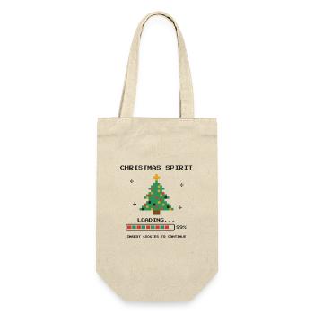 Pixel 8-Bit-Weihnachtsbaum - Geschenkbeutel für Flaschen - Natur - Vorne