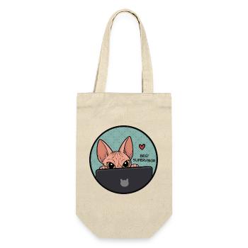 Beste Supervisor Katze - Sphynx Cat  - Geschenkbeutel für Flaschen - Natur - Vorne
