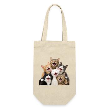 Katzenlachen in einer mehrfarbigen Horde - Geschenkbeutel für Flaschen - Natur - Vorne