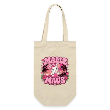 Malle Maus – Mallorca Party & Urlaub - Geschenkbeutel für Flaschen - Natur - Vorne