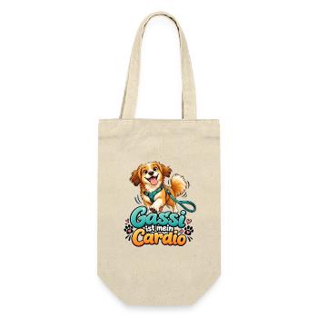 Gassi ist mein Cardio - Geschenkbeutel für Flaschen - Natur - Vorne