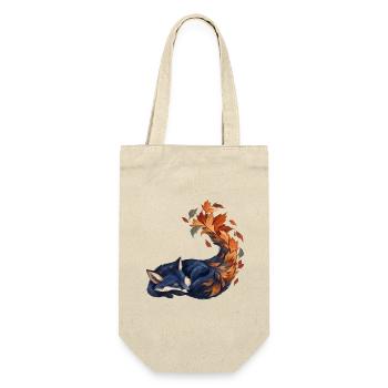 Schlafender Blaufuchs mit Herbstblättern - Geschenkbeutel für Flaschen - Natur - Vorne