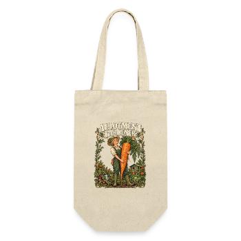 Gärtner mit einer großen Karotte - Geschenkbeutel für Flaschen - Natur - Vorne