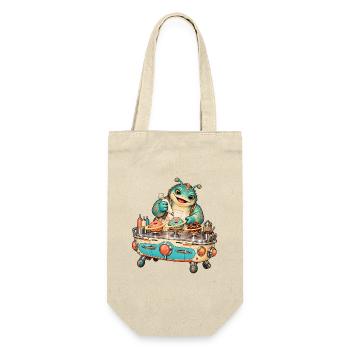 Retro Koch Drachenmeister - Geschenkbeutel für Flaschen - Natur - Vorne