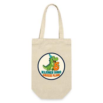 6 Geburtstag – Kleiner Dino große Pläne - Geschenkbeutel für Flaschen - Natur - Vorne