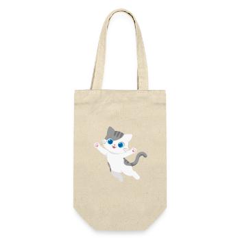 Verspieltes Kawaii-Kätzchenspringen - Geschenkbeutel für Flaschen - Natur - Vorne