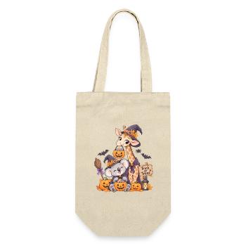 Halloween-Kuschel Giraffe Koala Jack-o-Lantern - Geschenkbeutel für Flaschen - Natur - Vorne