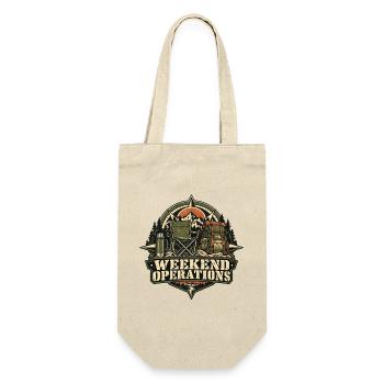 Weekend Operations – Retro-Campingmotiv - Geschenkbeutel für Flaschen - Natur - Vorne
