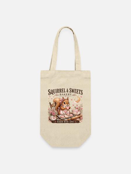 Squirrel Sweets Bakery: Mit Liebe gebacken - Geschenkbeutel für Flaschen - Natur