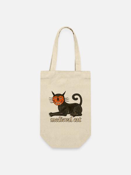 Mittelalterliche Katze - Geschenkbeutel für Flaschen - Natur