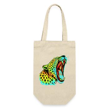 Brüllender Psychodelischer Neonleopard - Geschenkbeutel für Flaschen - Natur - Vorne