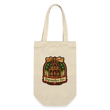 Weihnachtspyramide Pyramiden Fan Retro Badge Shirt - Geschenkbeutel für Flaschen - Natur - Vorne