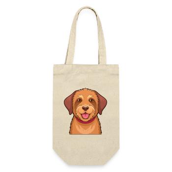  Hellbrauner Zottelhund - Geschenkbeutel für Flaschen - Natur - Vorne