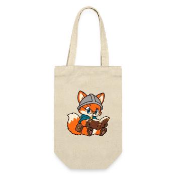 Süßer Lesefuchs mit Brille - Geschenkbeutel für Flaschen - Natur - Vorne