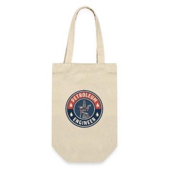 Vintage Petroleum Engineer Ölplattform Pumpjack-Abzeichen - Geschenkbeutel für Flaschen - Natur - Vorne