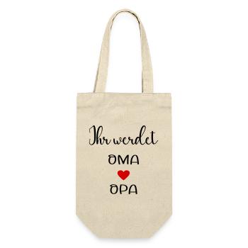 Oma Opa Babymitteilung - Geschenkbeutel für Flaschen - Natur - Vorne