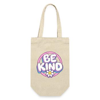 Be Kind Retro Blüten Logo - Geschenkbeutel für Flaschen - Natur - Vorne