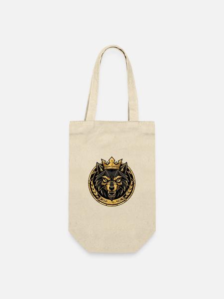 Geometrisches Kronenwolf-Emblem - Geschenkbeutel für Flaschen - Natur
