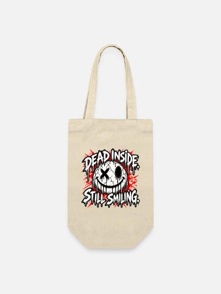 Dead Inside – Gothic Smiley - Geschenkbeutel für Flaschen - Natur