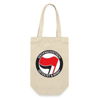Antifaschistisch Getestet - Geschenkbeutel für Flaschen - Natur - Vorne