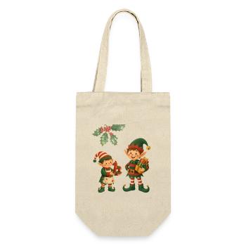 Weihnachtselfen – Festliches Festtagsdesign - Geschenkbeutel für Flaschen - Natur - Vorne