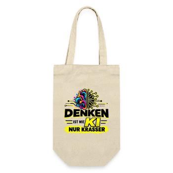 Denken ist wie KI – nur krasser - Geschenkbeutel für Flaschen - Natur - Vorne