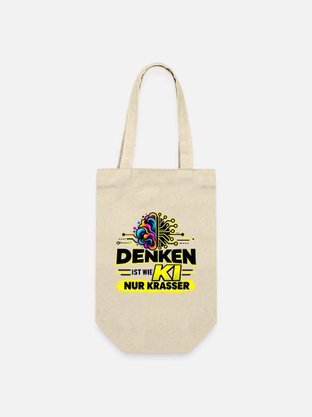 Denken ist wie KI – nur krasser - Geschenkbeutel für Flaschen - Natur