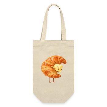 KuschelCroissant Butterfreund - Geschenkbeutel für Flaschen - Natur - Vorne