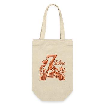7.Hochzeitstag , Kupferne Hochzeit , 7 Jahre - Geschenkbeutel für Flaschen - Natur - Vorne