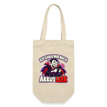 Halloween-Vampir – Ich sauge nur noch, Akkus leer - Geschenkbeutel für Flaschen - Natur - Vorne