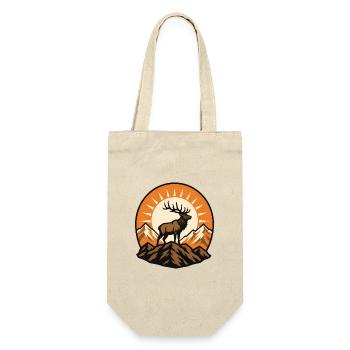 Hirsch Berge Sonnenaufgang Natur Outdoor Vektor - Geschenkbeutel für Flaschen - Natur - Vorne