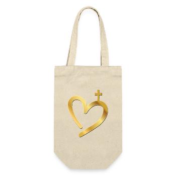 Christliches Kirchenkreuz - Geschenkbeutel für Flaschen - Natur - Vorne
