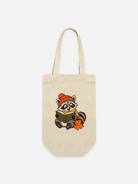 Der Waschbär liest - Geschenkbeutel für Flaschen - Natur